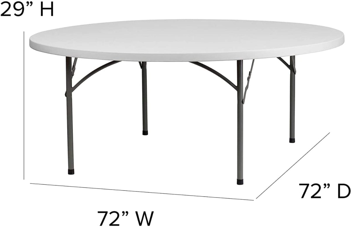 10 Pack 6 Foot Round Granite White Plastic Folding Table N5121