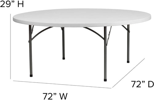 10 Pack 6 Foot Round Granite White Plastic Folding Table N5121