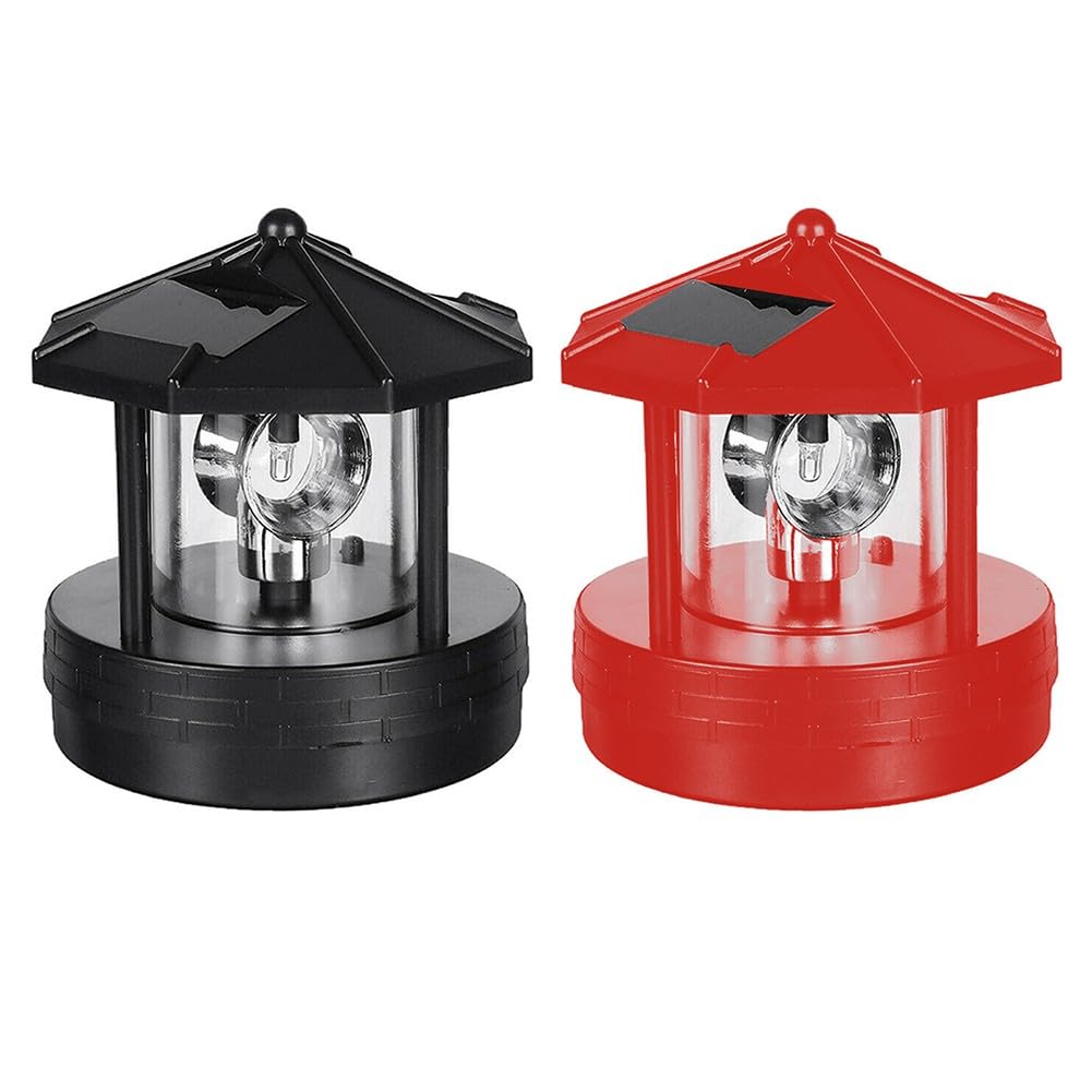 Rotating Solar Lighthouse Light Outdoor Garden Lawn Lamp with 2 Panels Z344