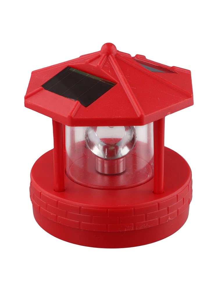 Rotating Solar Lighthouse Light Outdoor Garden Lawn Lamp with 2 Panels Z344