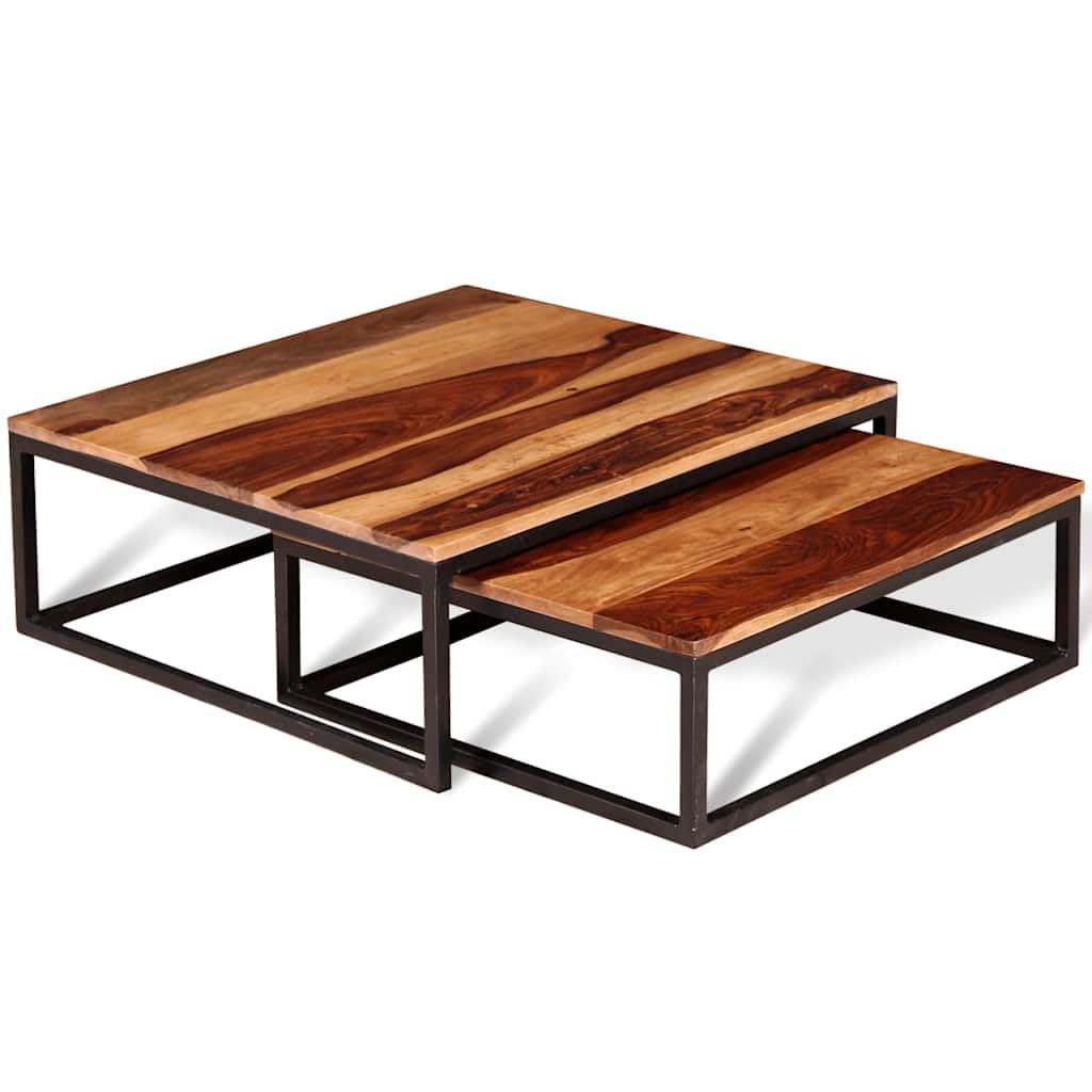 Solid Acacia Wood Nesting Coffee Table Set of 2 O25905