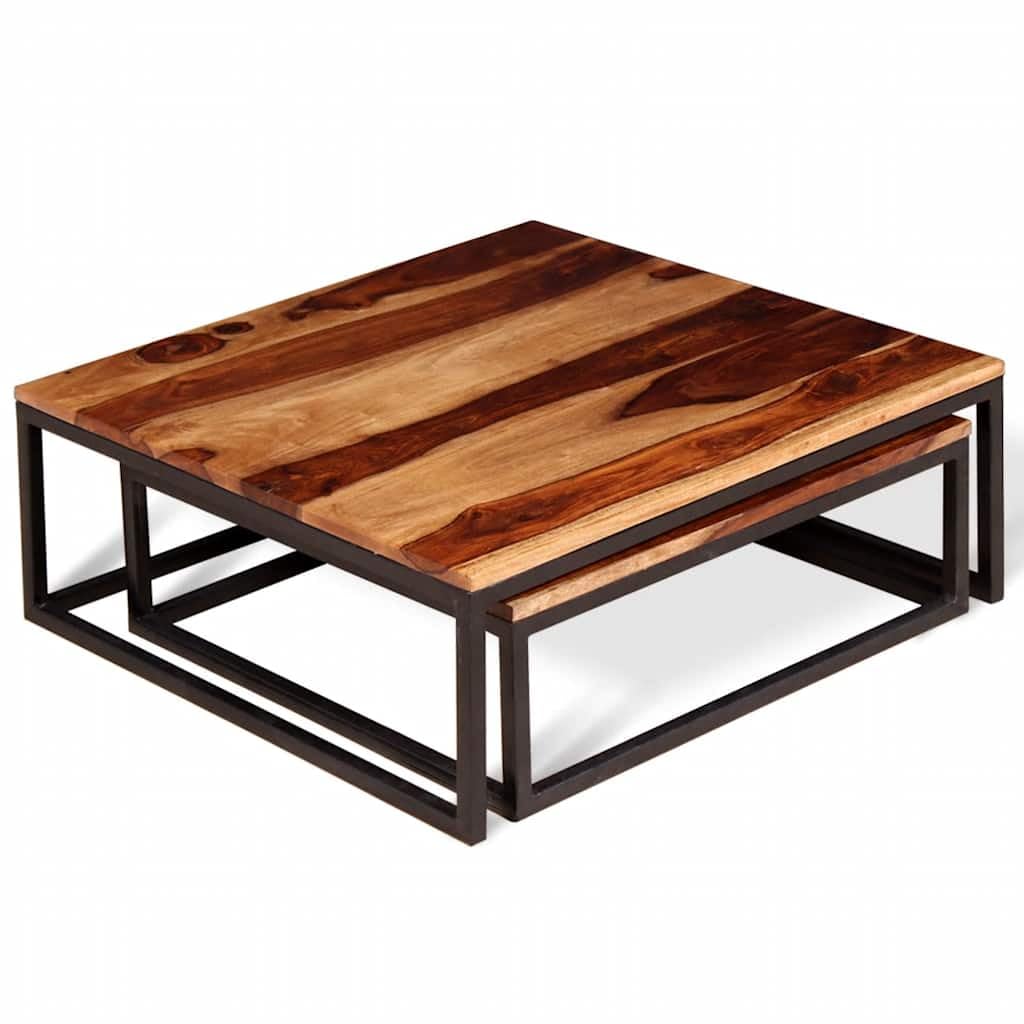 Solid Acacia Wood Nesting Coffee Table Set of 2 O25905