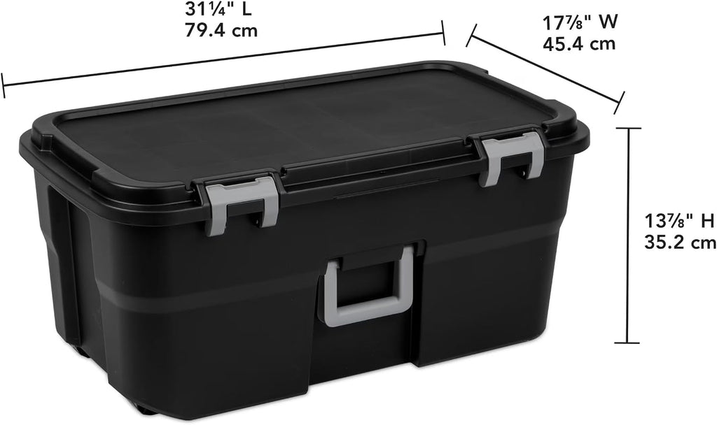 22 Gallon Lockable Black Plastic Storage Trunk L807