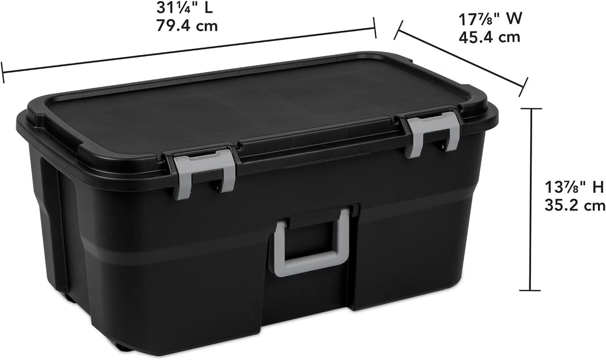 22 Gallon Lockable Black Plastic Storage Trunk L807