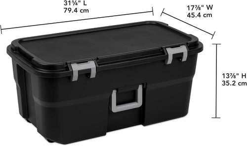 22 Gallon Lockable Black Plastic Storage Trunk L807