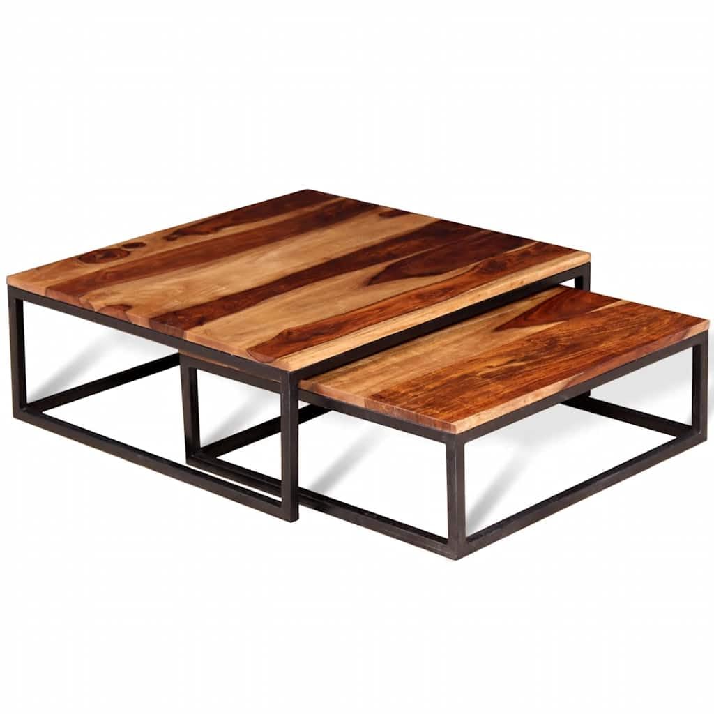 Solid Acacia Wood Nesting Coffee Table Set of 2 O25905