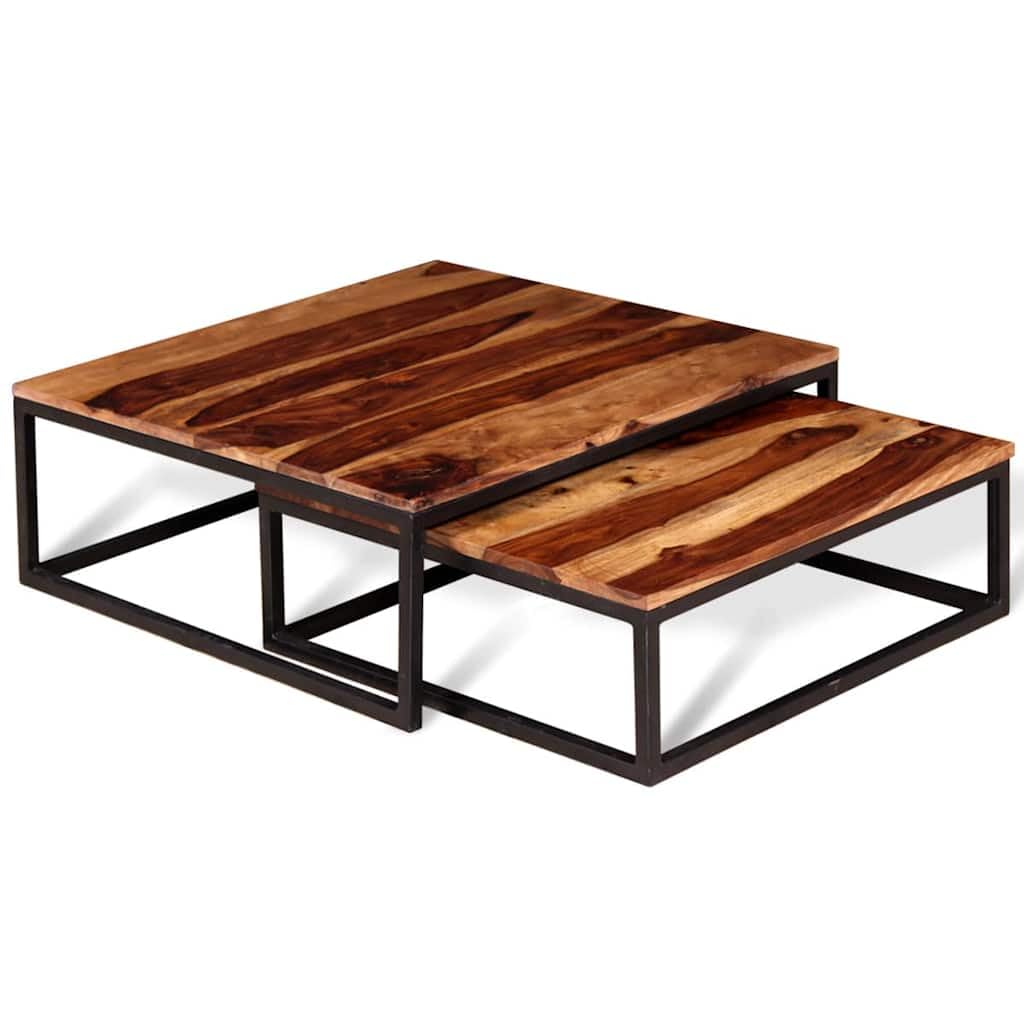 Solid Acacia Wood Nesting Coffee Table Set of 2 O25905