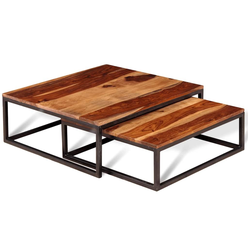 Solid Acacia Wood Nesting Coffee Table Set of 2 O25905