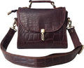 Genuine Leather Crocodile Embossed Crossbody Bag Brown Z4918