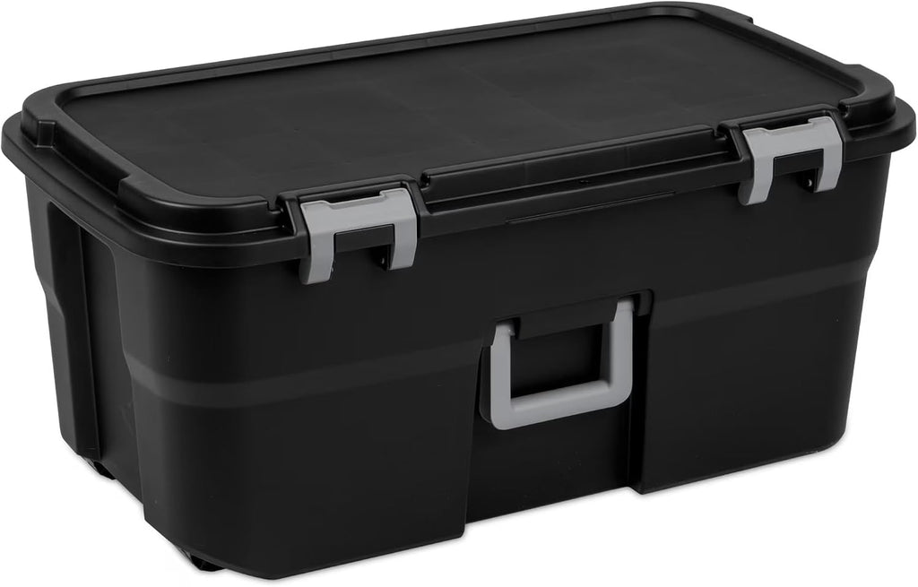 22 Gallon Lockable Black Plastic Storage Trunk L807