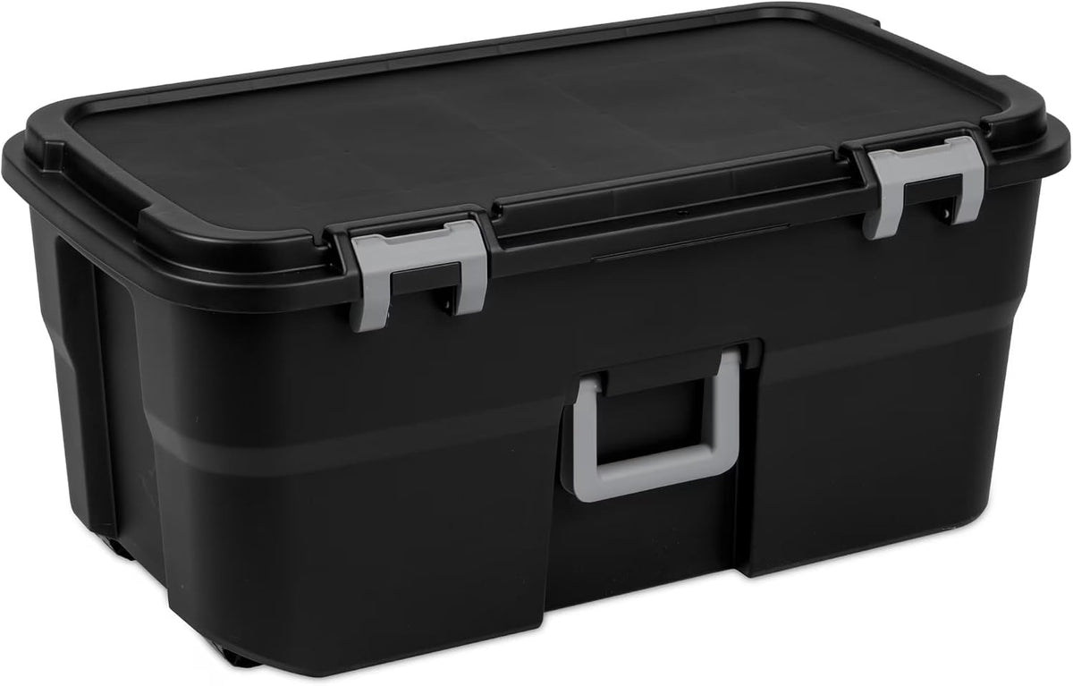 22 Gallon Lockable Black Plastic Storage Trunk L807