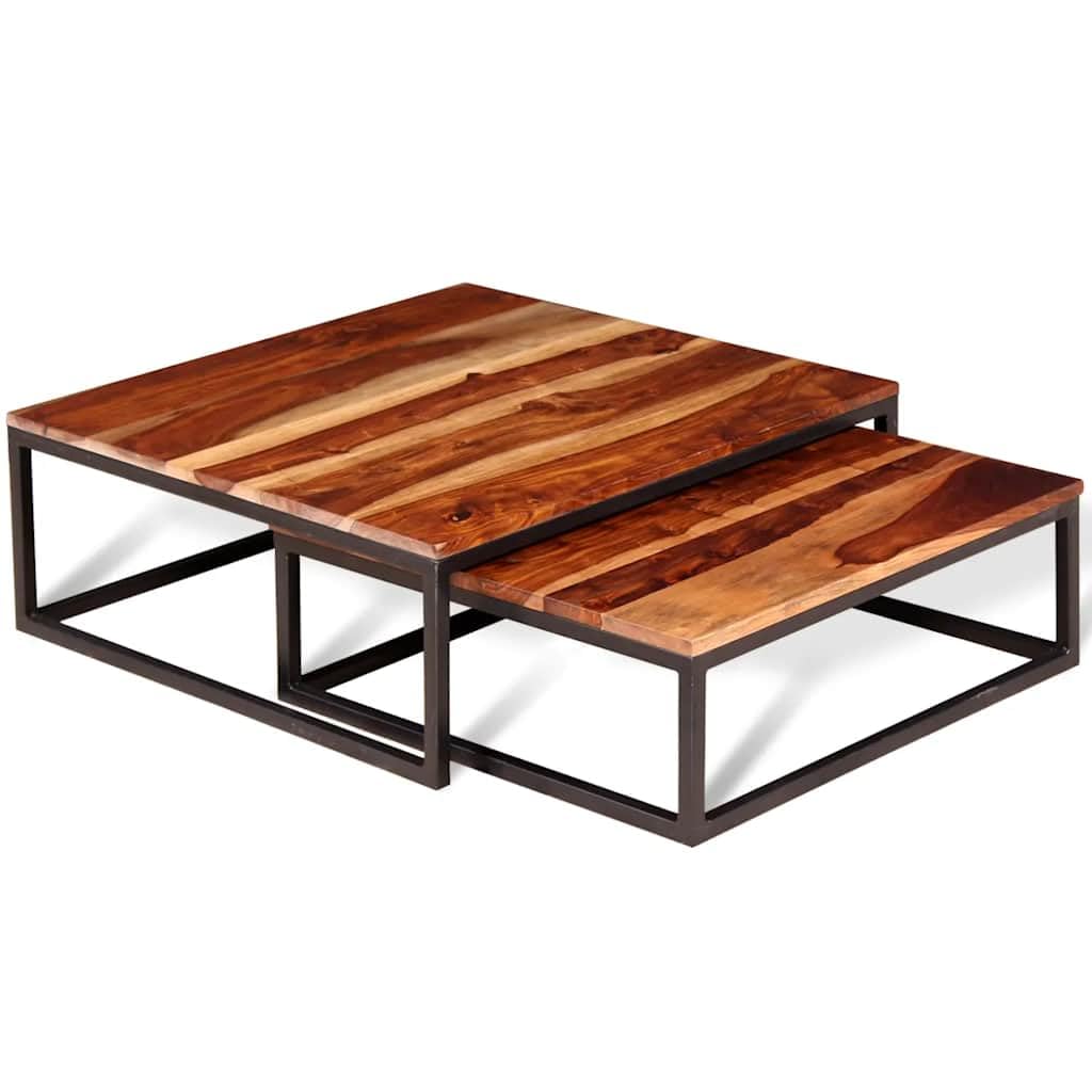 Solid Acacia Wood Nesting Coffee Table Set of 2 O25905