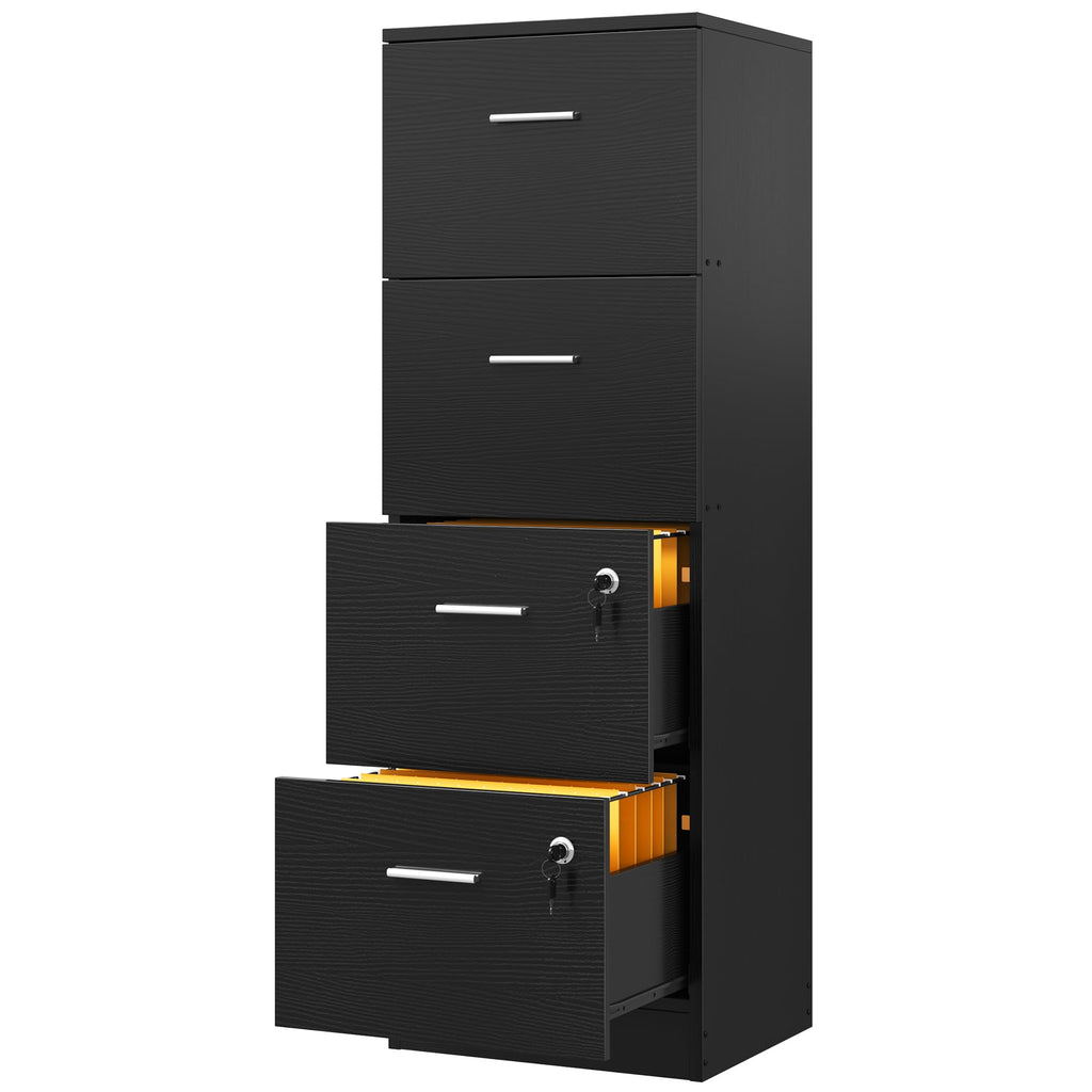 Black 4-Drawer File Cabinet with Lock P28222