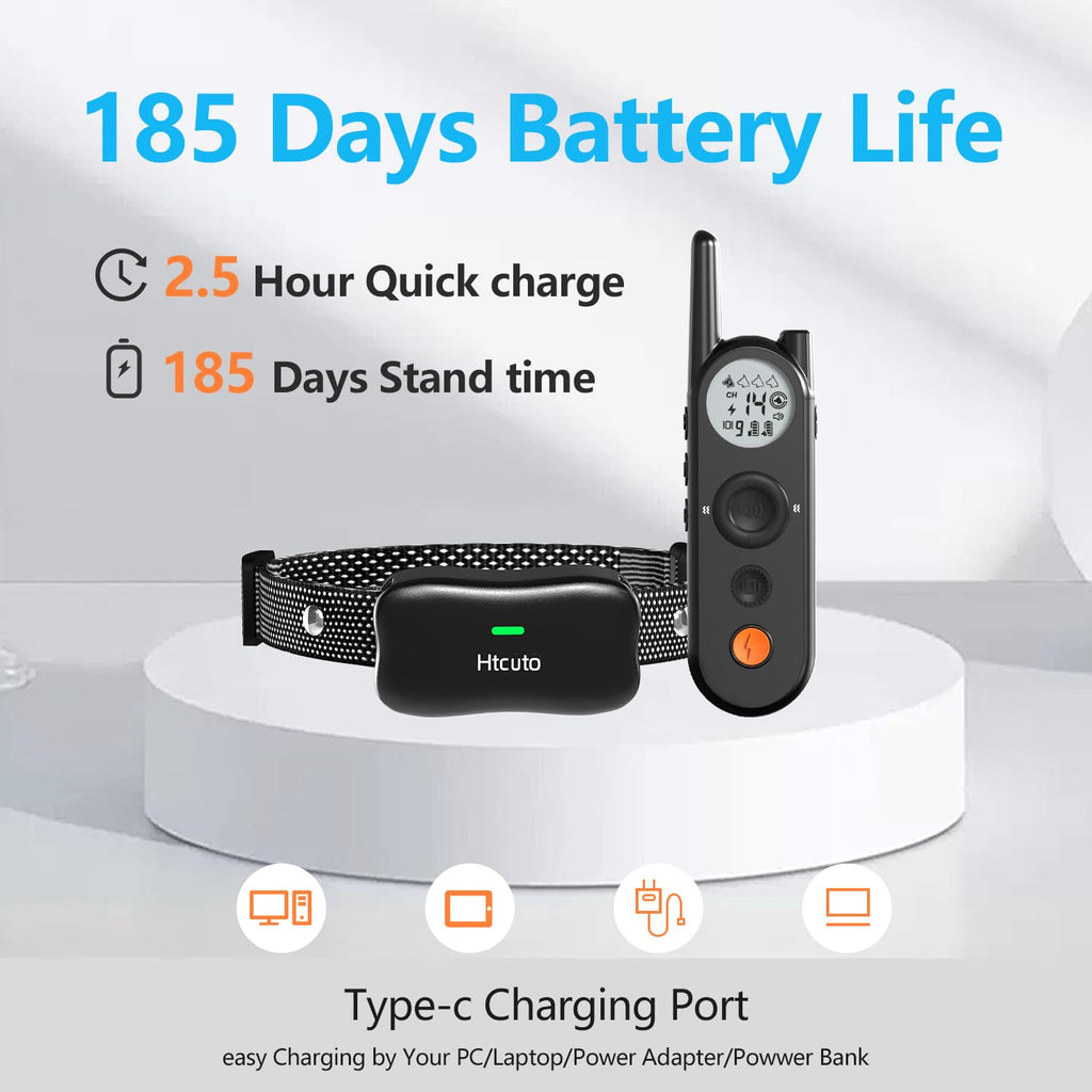 Wireless Dog Fence and Remote Training Collar, IPX7 Waterproof, 185 Days Rechargeable Battery C64739