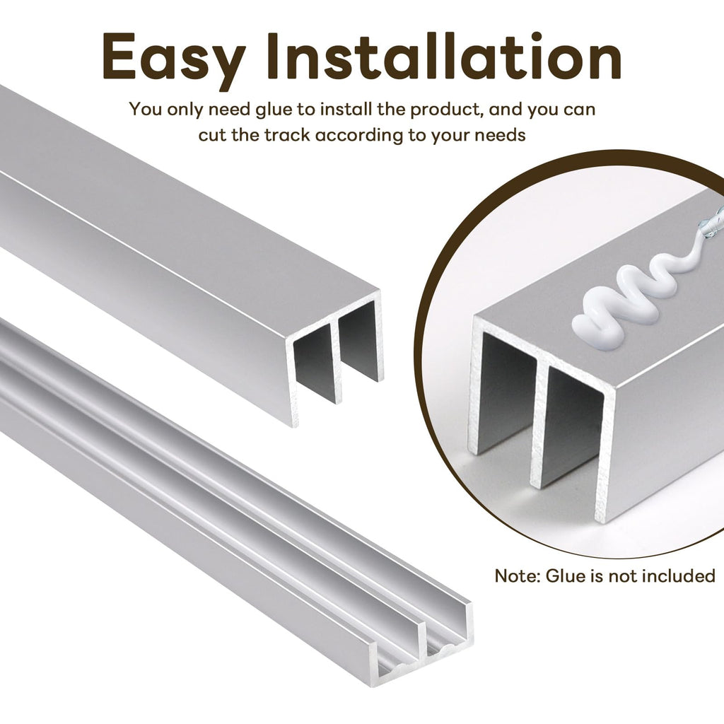 Aluminum Sliding Door Track Set 36 x 0.79 inches N785