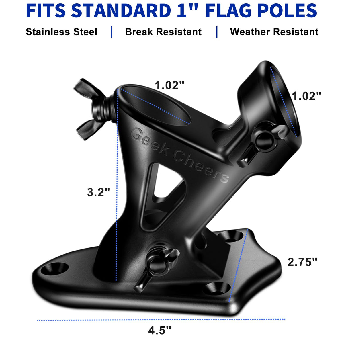 Heavy Duty Stainless Steel Flag Pole Holder 2 Positions L20392