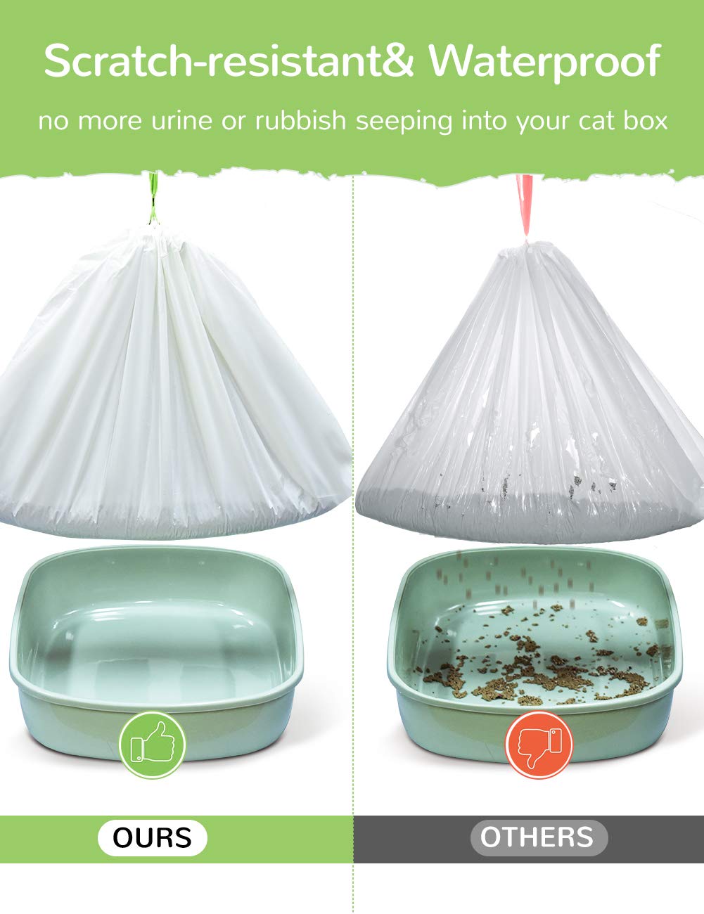 34 Count Jumbo Drawstring Cat Litter Box Liners G824513