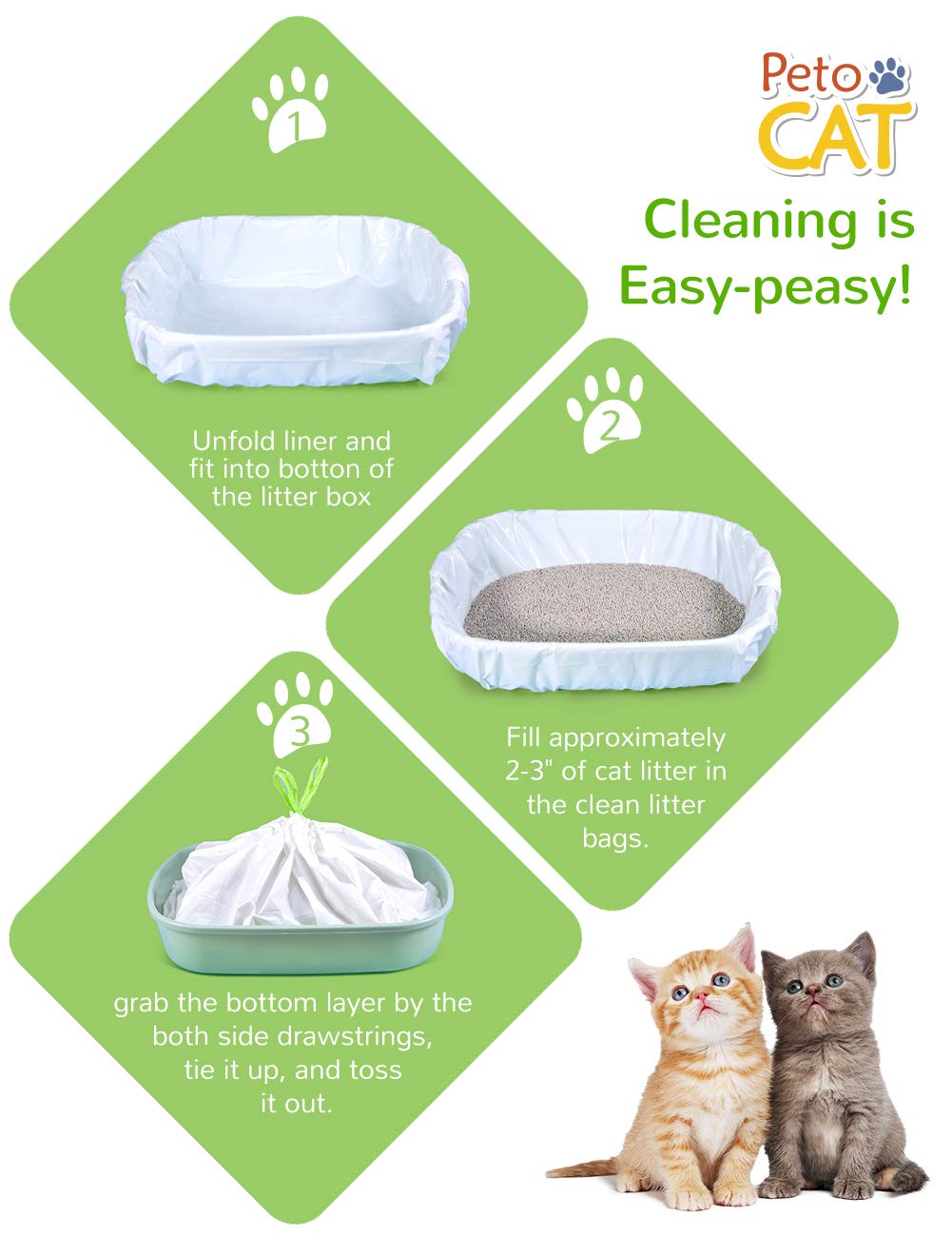 34 Count Jumbo Drawstring Cat Litter Box Liners G824513