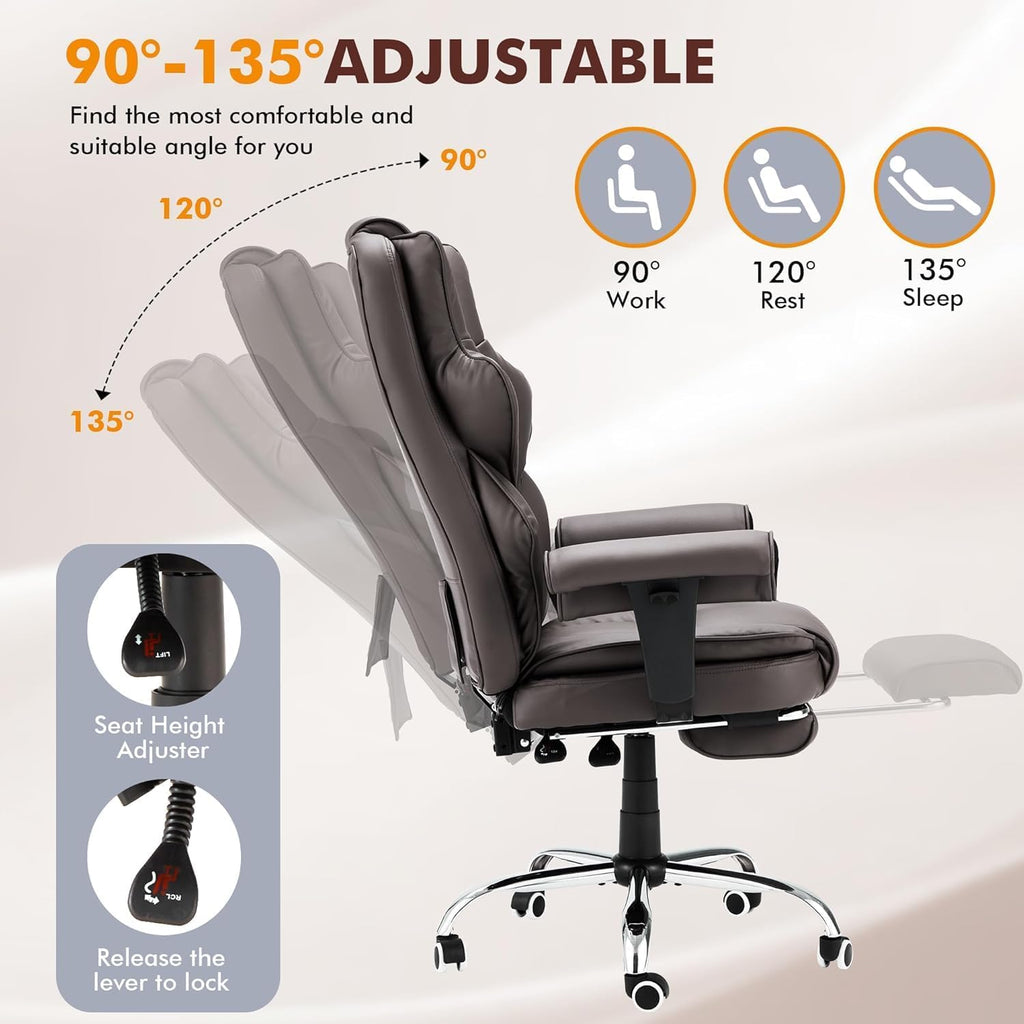 Brown Heated Massage Office Chair with Foot Rest A2813