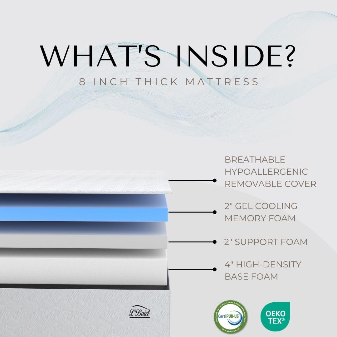 8 Inch Gel Memory Foam Twin Size Mattress D311