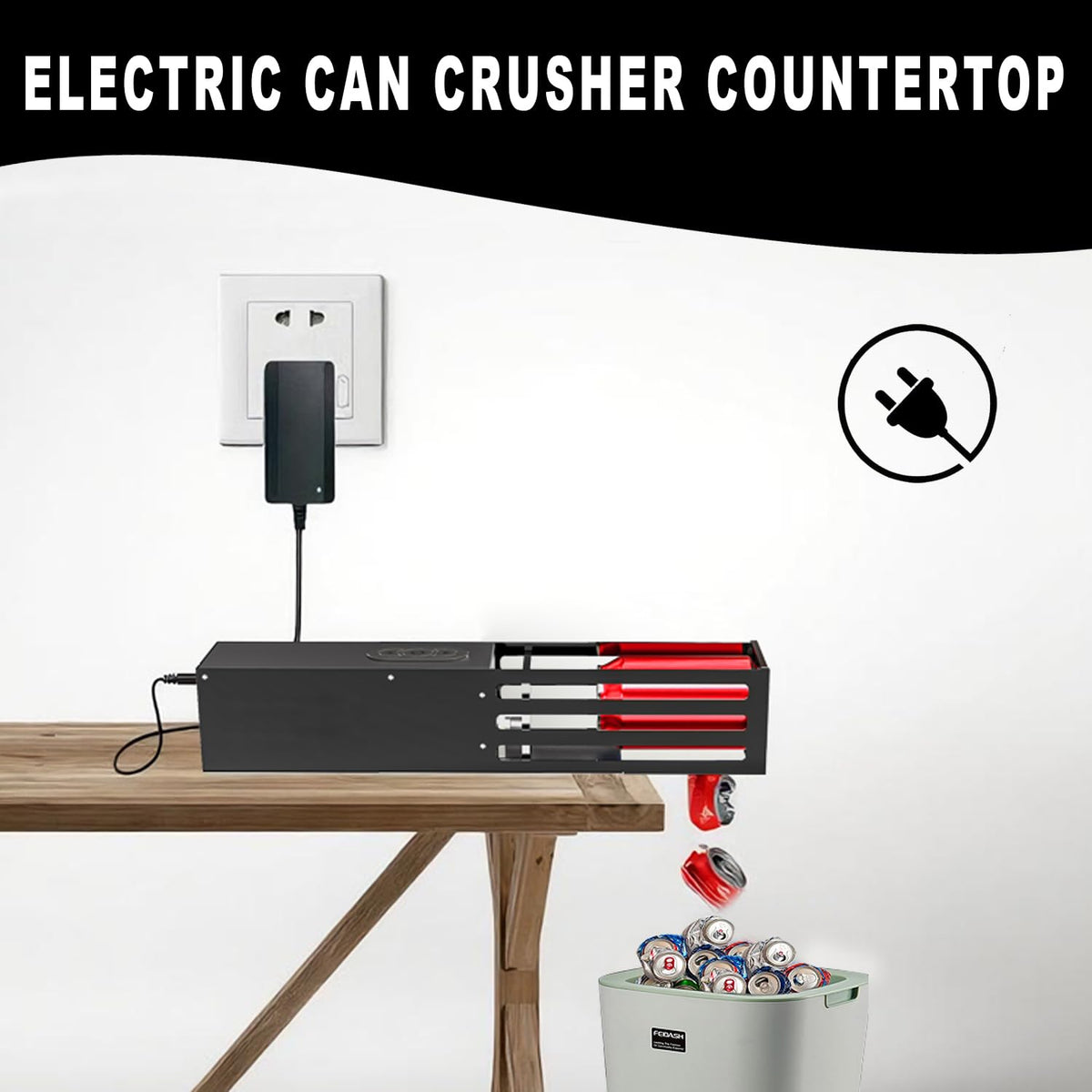 Black Heavy Duty Automatic Wall Mounted Can Crusher B263