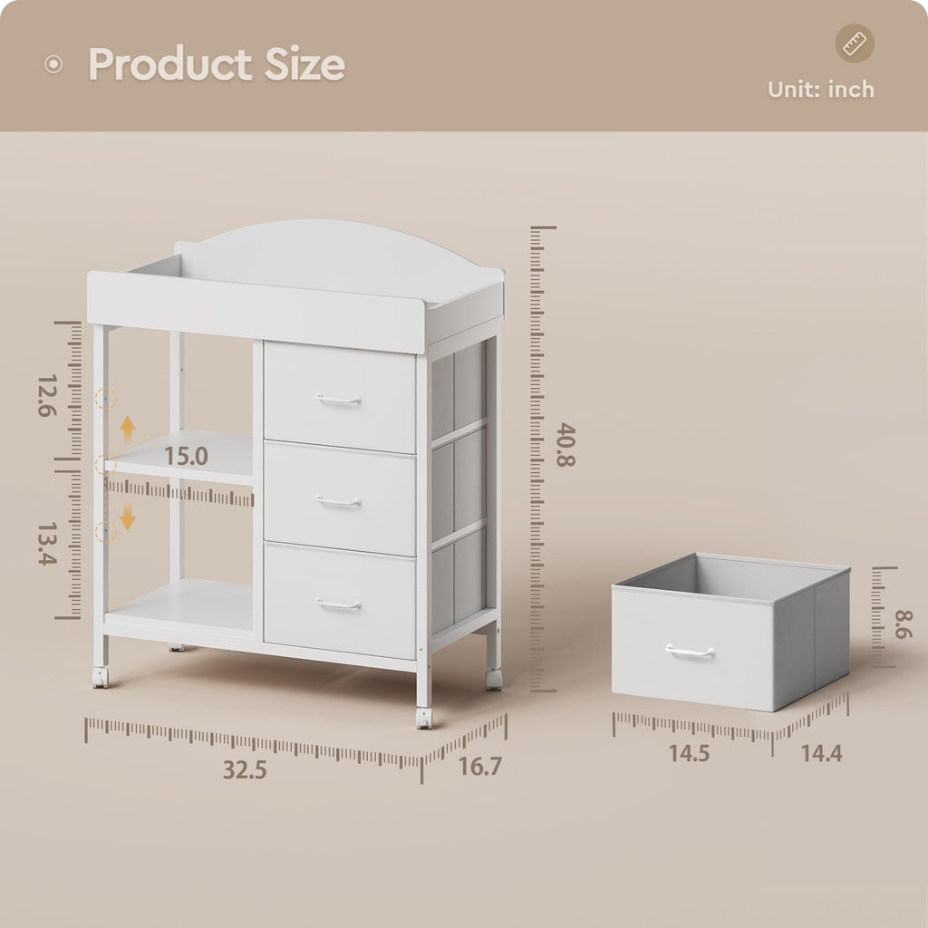 White 3 Drawer 2 Shelf Changing Table Y530133