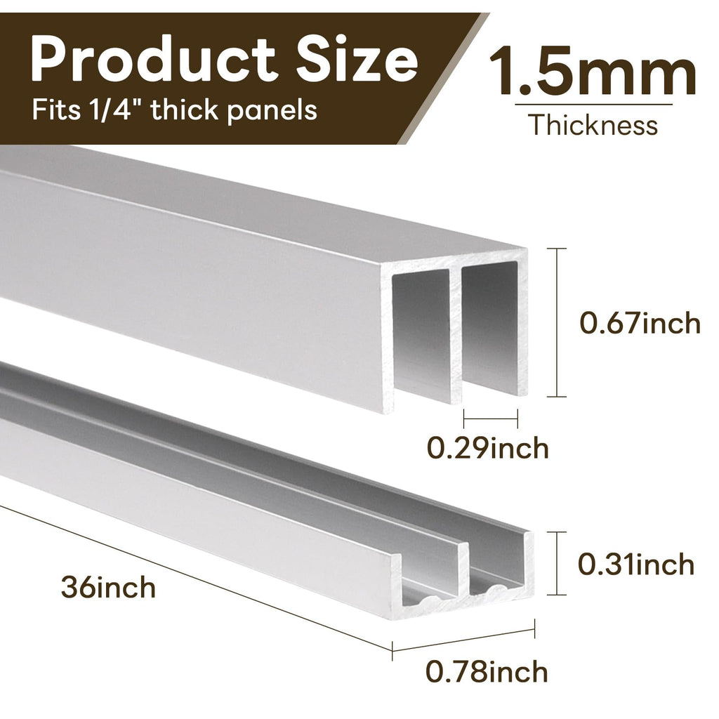 Aluminum Sliding Door Track Set 36 x 0.79 inches N785