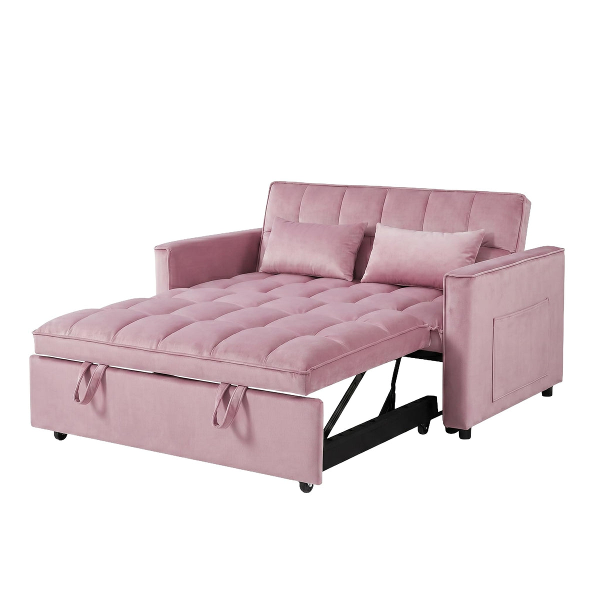 Pink Velvet Convertible Sleeper Sofa Bed V322878