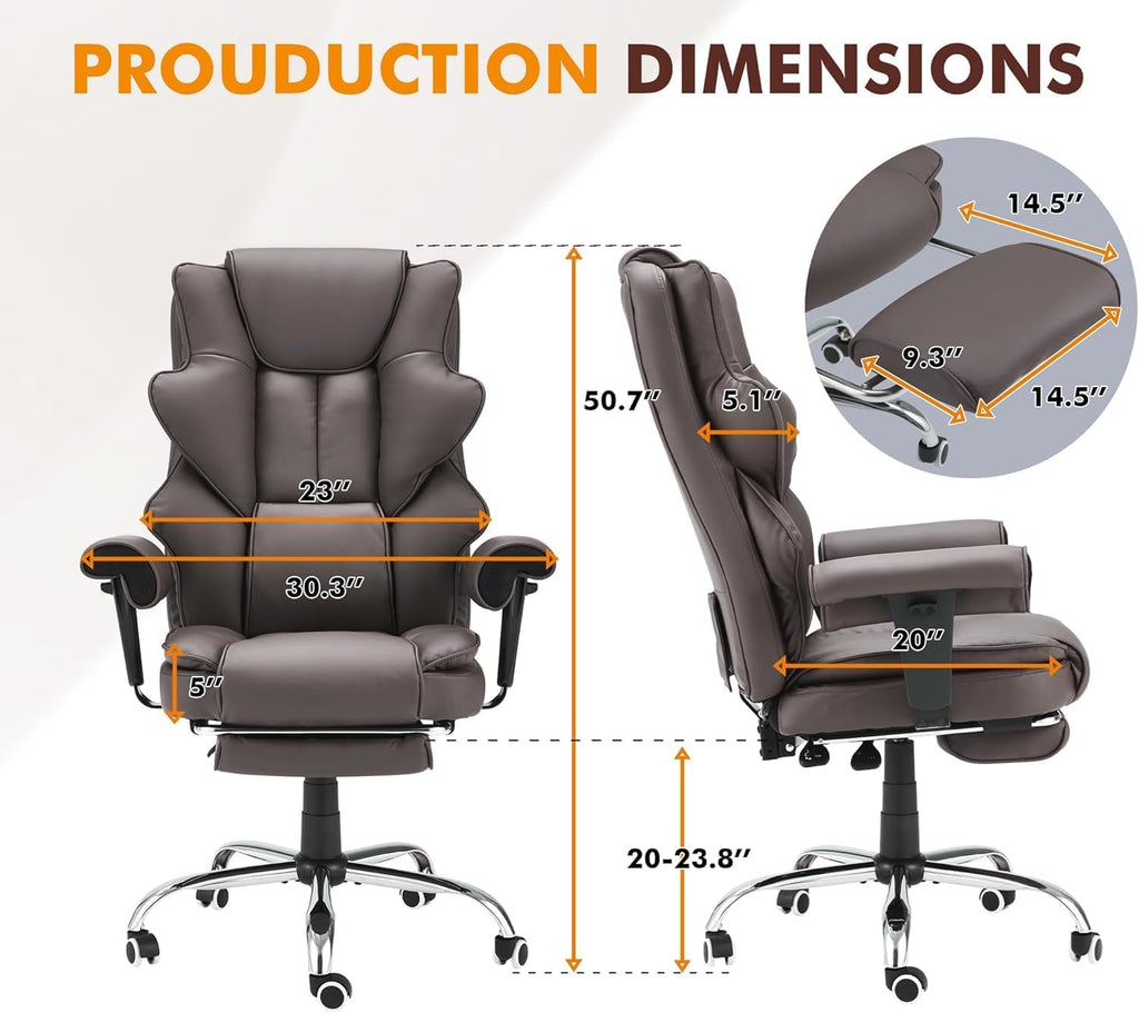 Brown Heated Massage Office Chair with Foot Rest A2813