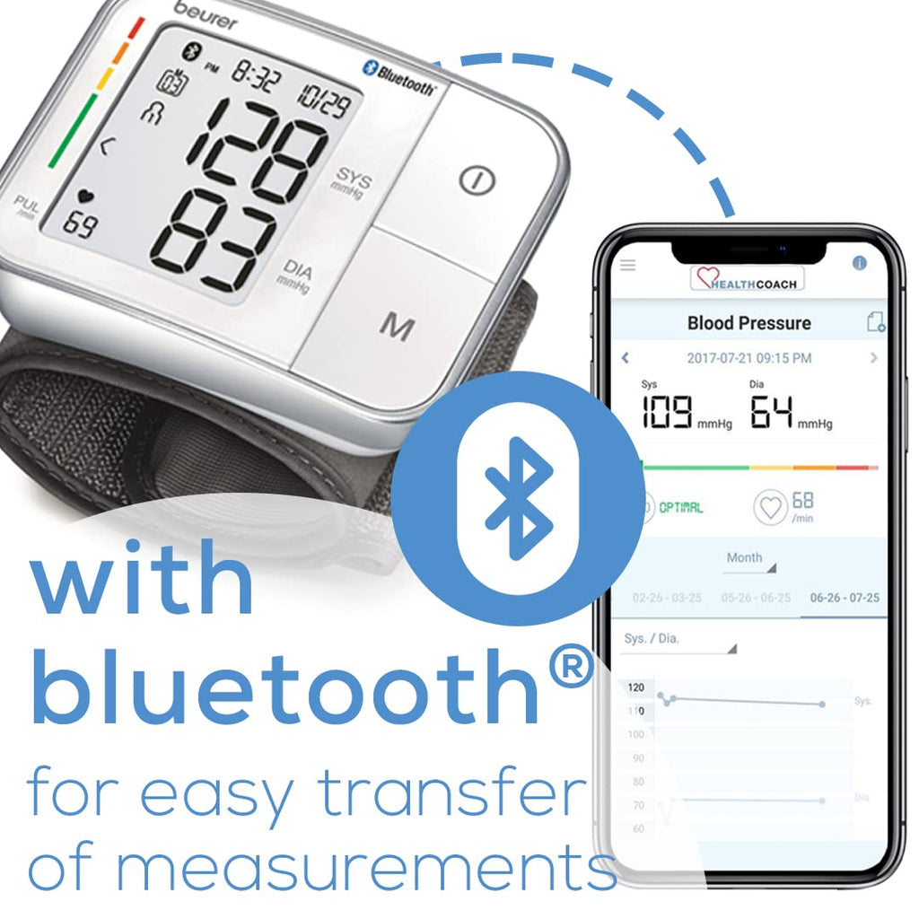 Bluetooth Automatic Wrist Blood Pressure Monitor with Large LCD Display Z711