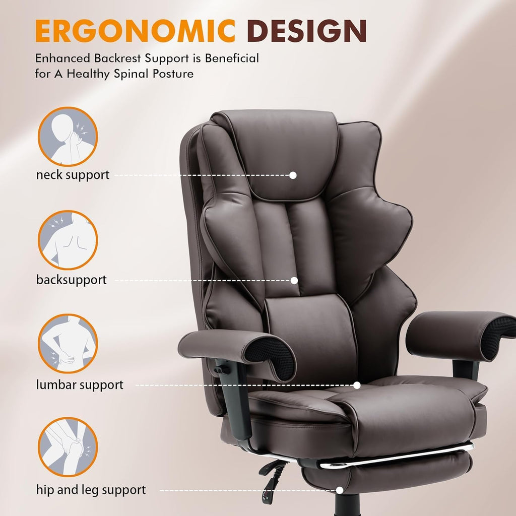 Brown Heated Massage Office Chair with Foot Rest A2813
