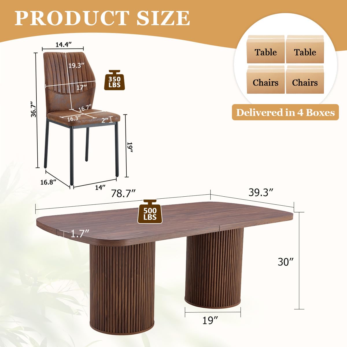 79" Rectangular Wood Dining Table Set for 8 with Cushioned Chairs F563544