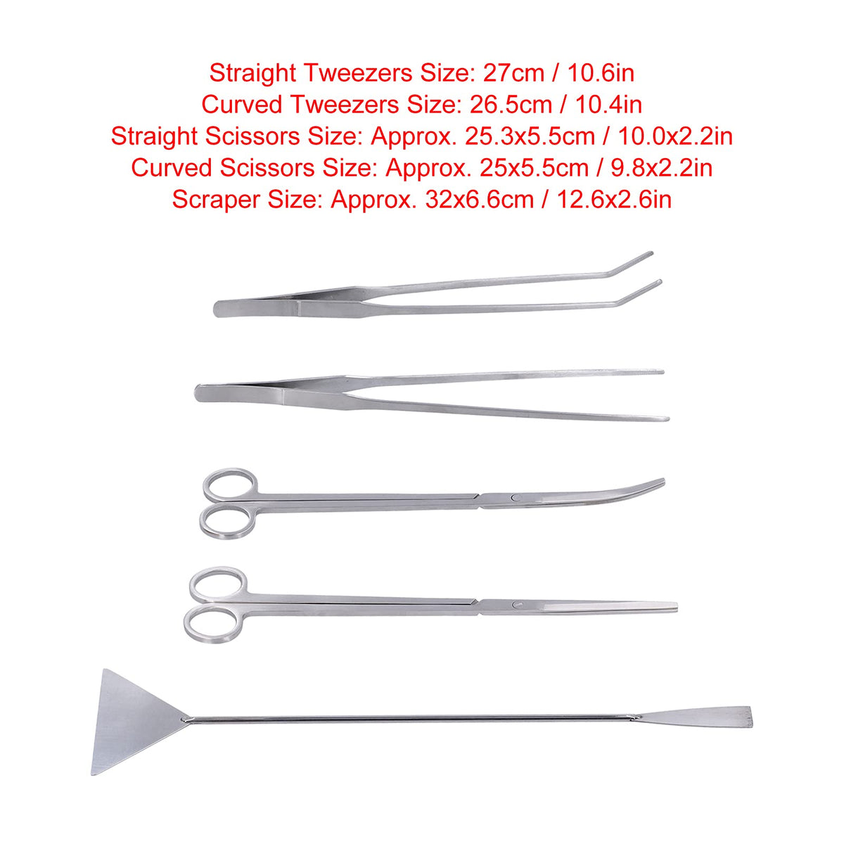 5 in 1 Stainless Steel Aquarium Cleaning Tool Kit M19324