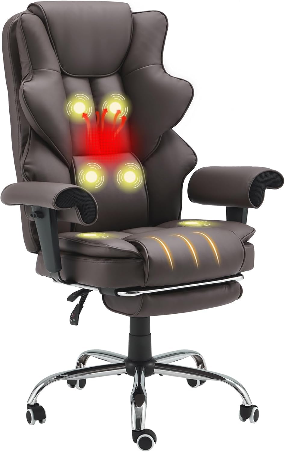 Brown Heated Massage Office Chair with Foot Rest A2813