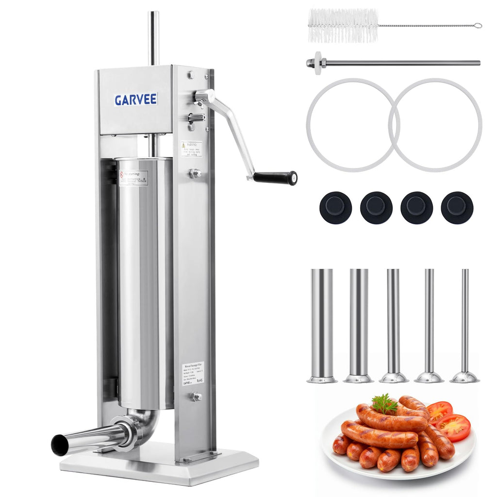 3L Stainless Steel Manual Sausage Stuffer with 5 Filling Tubes P20153