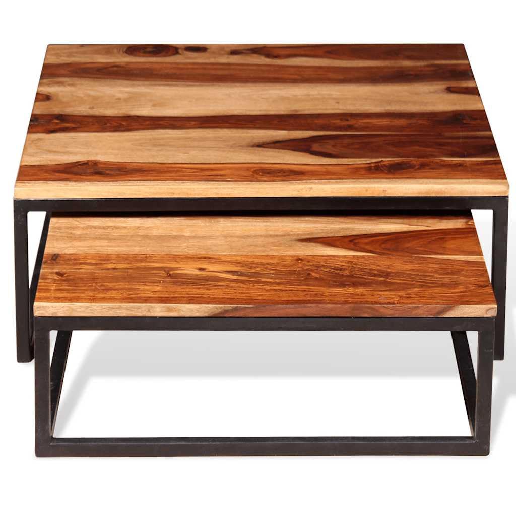 Solid Acacia Wood Nesting Coffee Table Set of 2 O25905