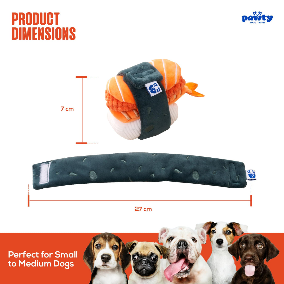 Plush Squeaky 3-Piece Sushi Dog Toy H172