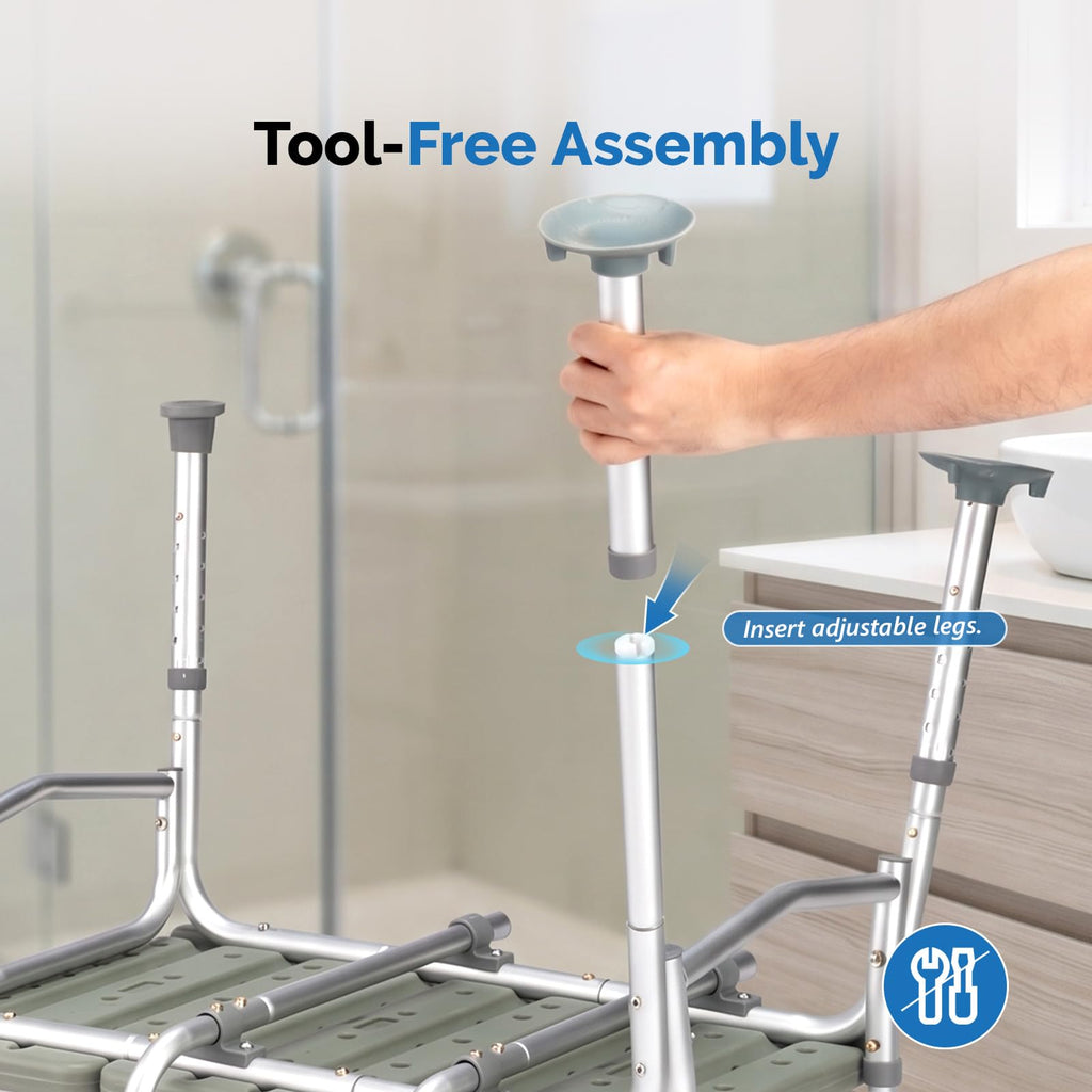 Height Adjustable Tub Transfer Bench Shower Chair with Backrest B556