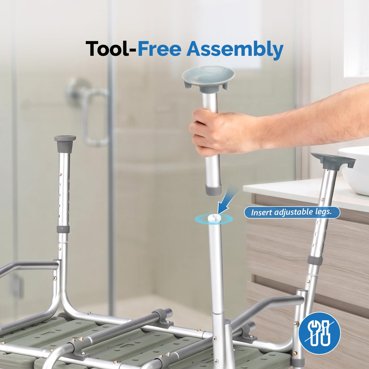 Height Adjustable Tub Transfer Bench Shower Chair with Backrest B556