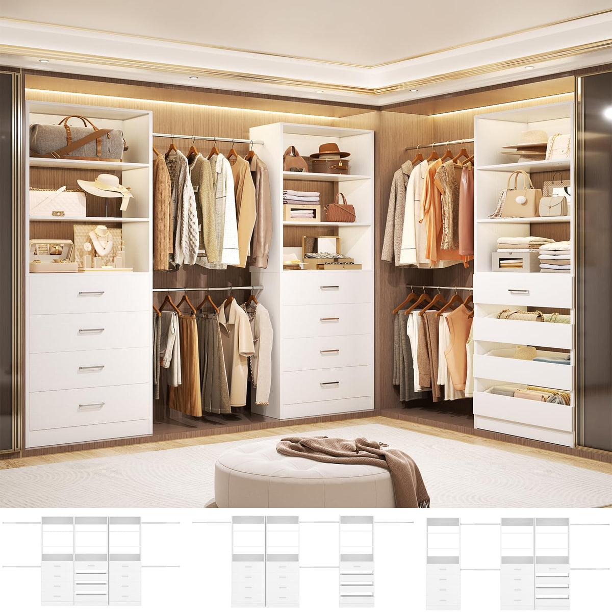 Wood Closet Organizer with 12 Drawers M9751