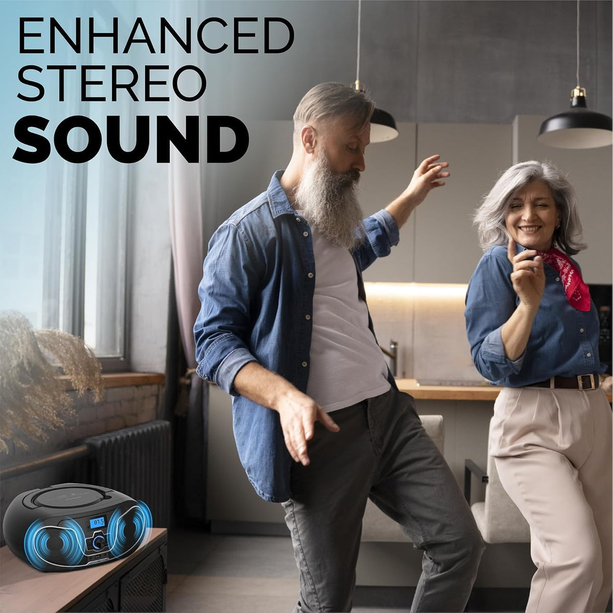 Portable CD Player Boombox with Bluetooth, FM Radio, USB Playback & AUX Input U7178
