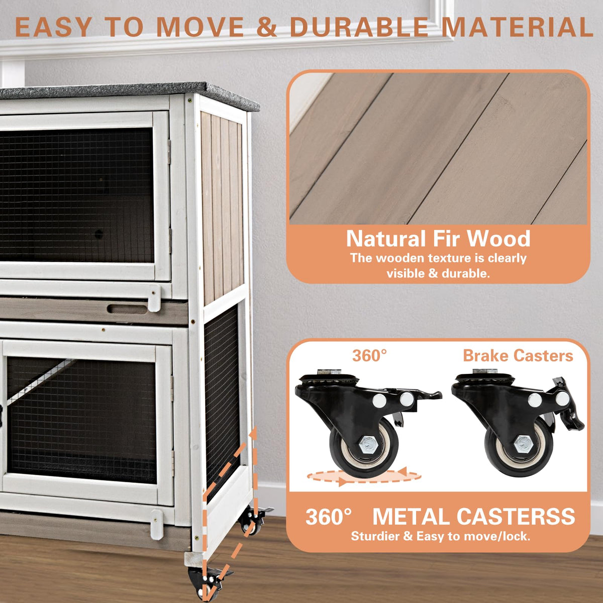 36" L 2-Story Rabbit Hutch on 4 Wheels L902146