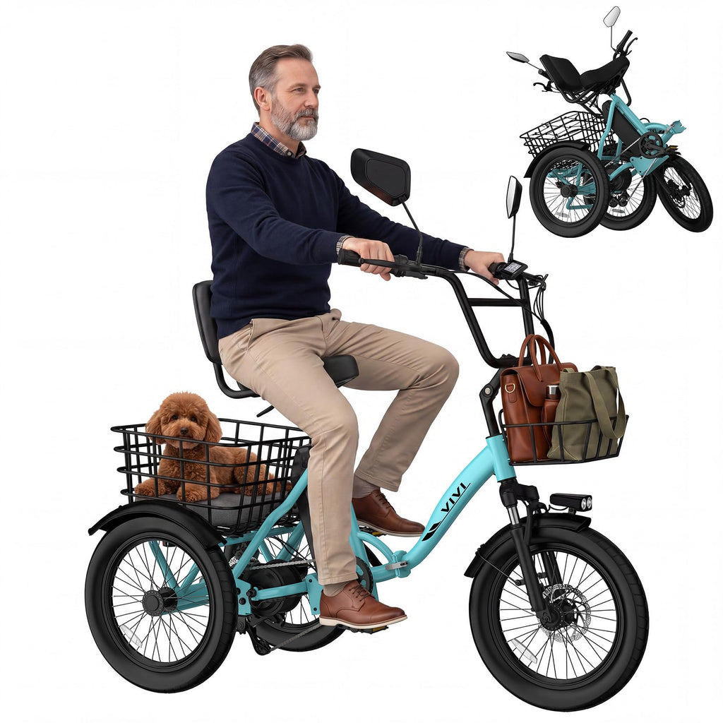 Folding Electric Tricycle 1000W 48V 18" Tire S2500