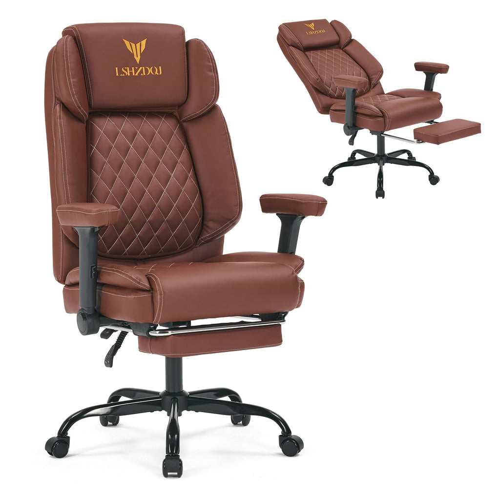 Big Tall Office Chair with Footrest Brown W1584