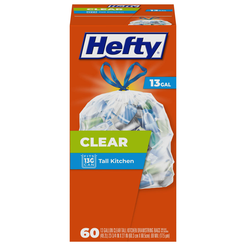 Tall Clear 13 Gallon Unscented Trash Bags 60ct M6446