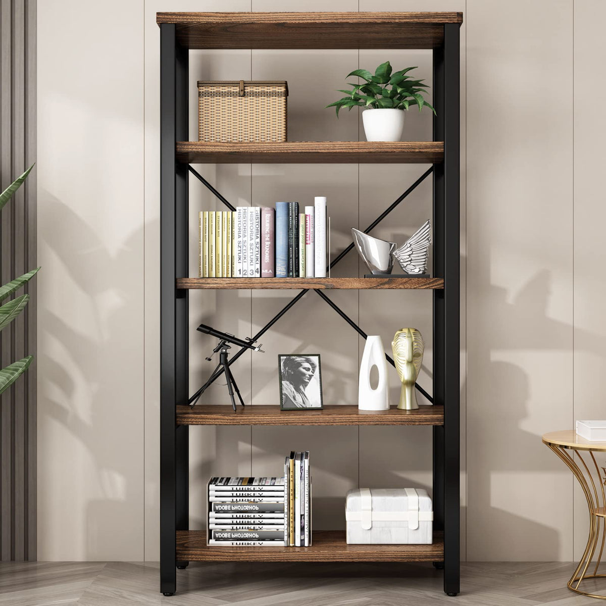 5-Tier Solid Wood Bookshelf Y97559