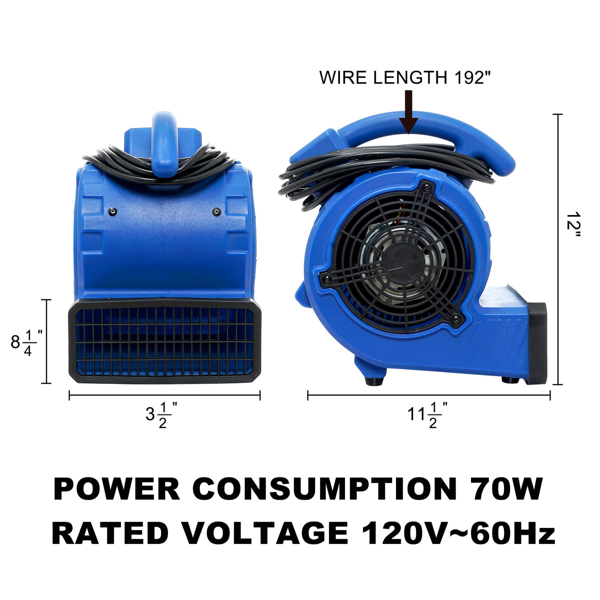 Blue 305 CFM Mini Floor Air Mover S635