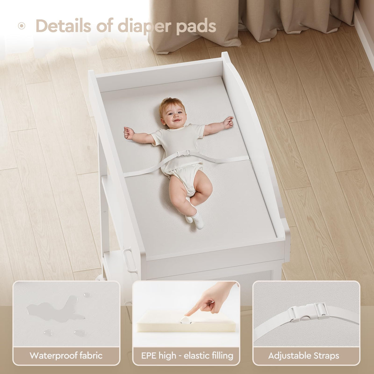 White 3 Drawer 2 Shelf Changing Table Y530133
