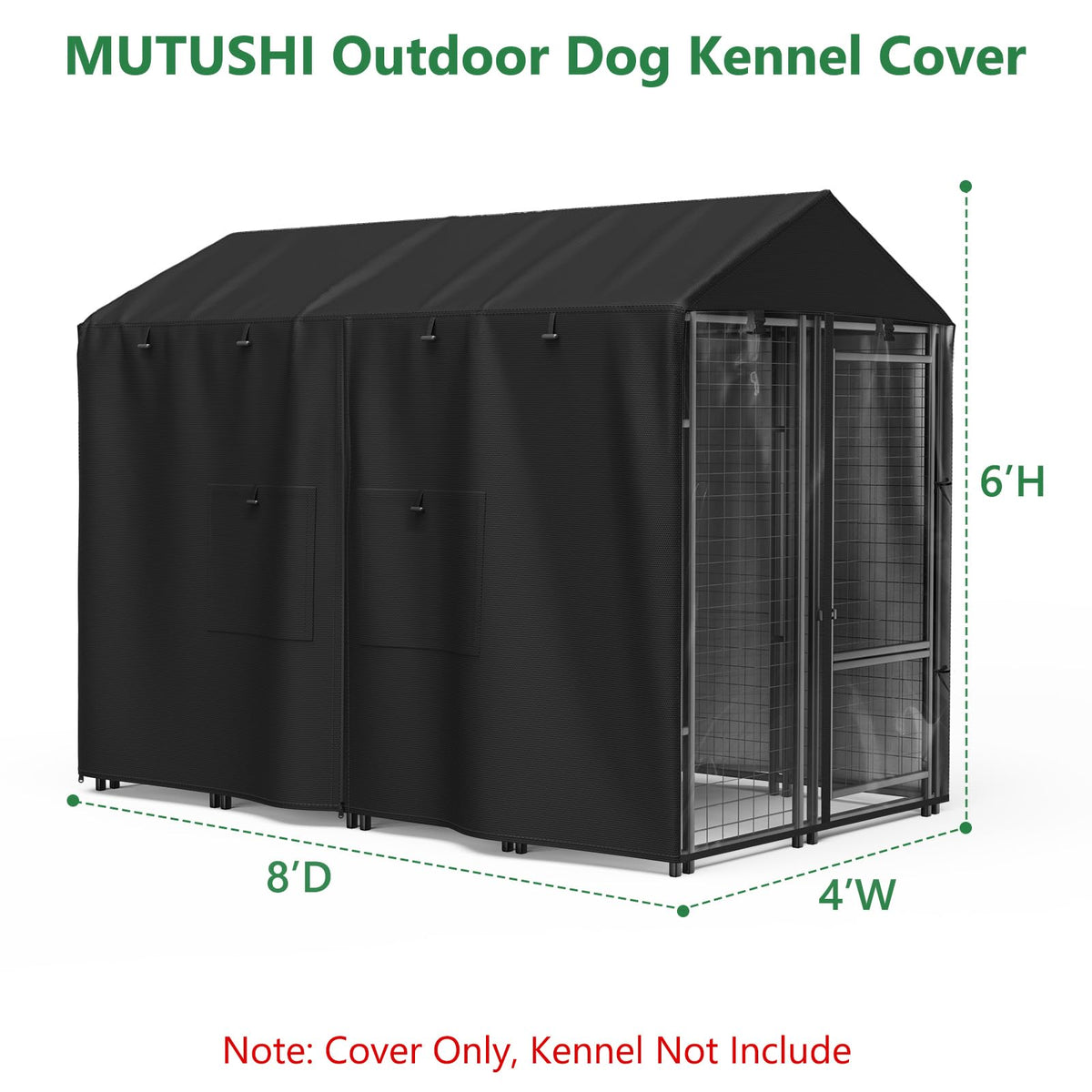 Black Full Coverage Dog Kennel Cover with PVC Window and Mesh Y980
