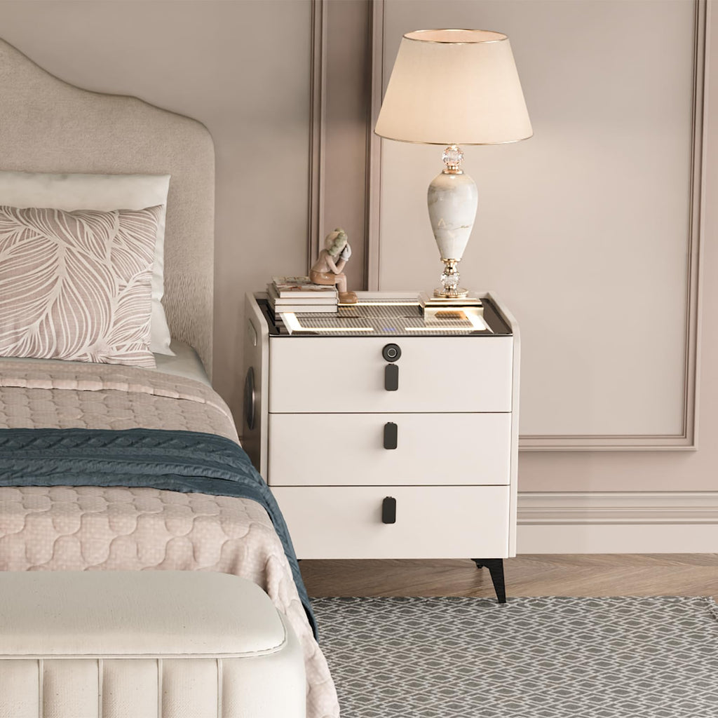 Wireless Charging Nightstand with Fingerprint Lock H2747